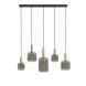 Hanglamp Peglio glas smoke antiek brons 5-lichts