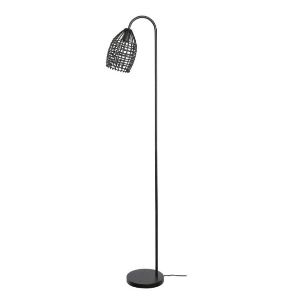 Vloerlamp Orcia rond rotan zwart